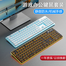 Chocolate film keyboard mouse sleeve with wire-emitting mute office special typing silent mechanical sense USB notebook keyboard external computer desktop computer desktop mesh kit