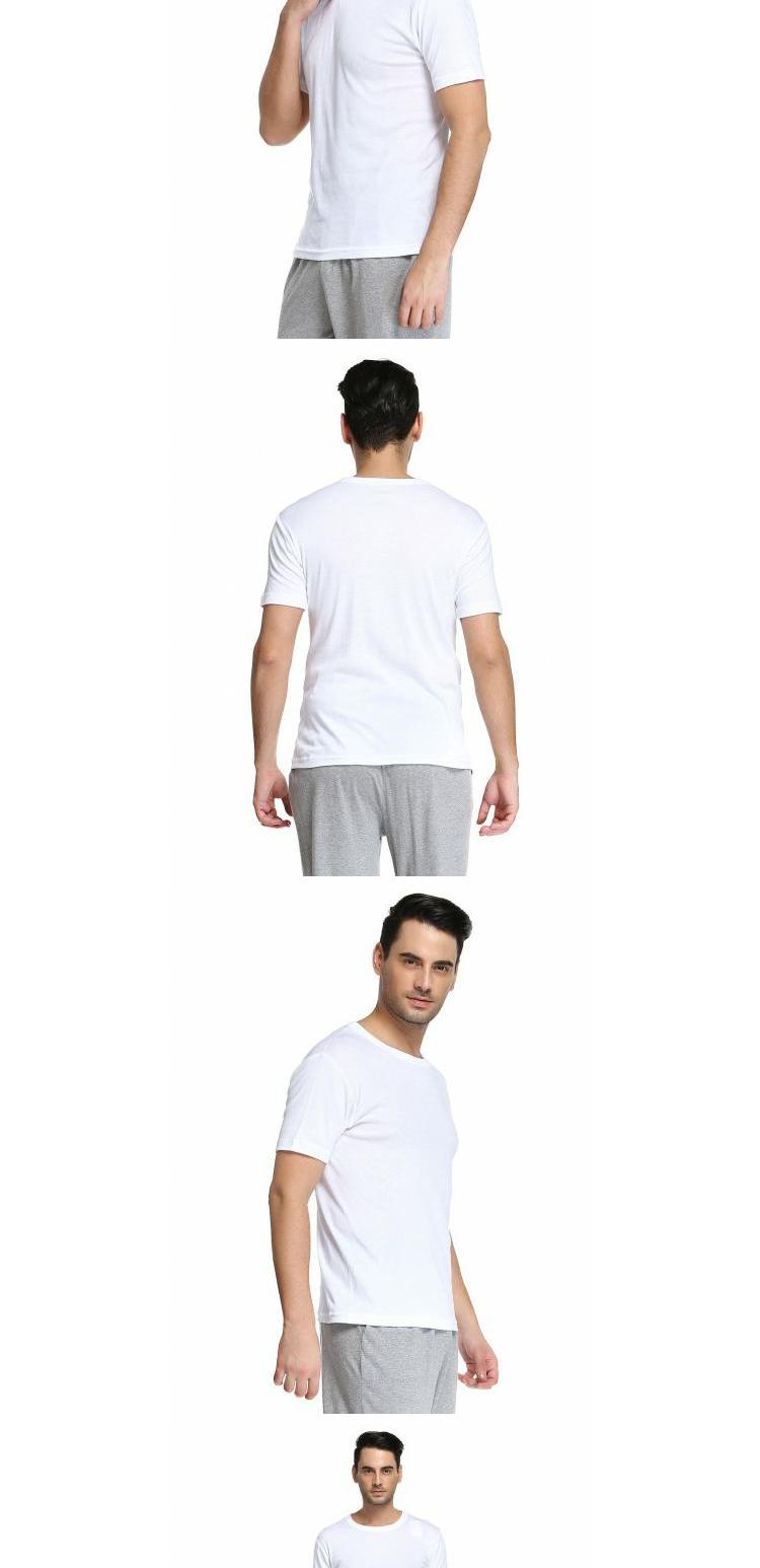 Nhãn hiệu không cảm ứng Đàn ông cao co giãn mịn màng kim ngắn tay áo sơ mi Slim-fit Áo thun cotton cổ tròn áo thun nam có cổ