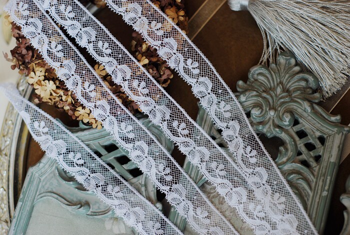 Leavers Lace French Made Clover Collection #2C Handmade DIY Fine Cotton Lace