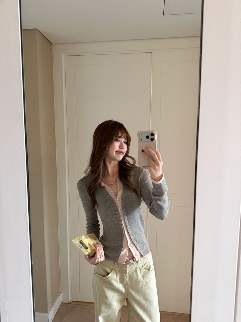 im ~까지 세련된 스택 음악 한 부서 계층의 감각 몸매 가꾸기 맨위 여성 페이크 레이어드 패치워크 색상 양모 니트 오픈 가디건 상세 이미지 26