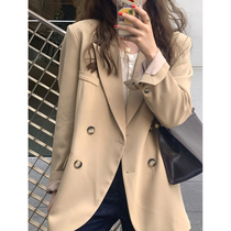 (Spot)im Xiang homemade casual small blazer womens double breasted waist long sleeve suit