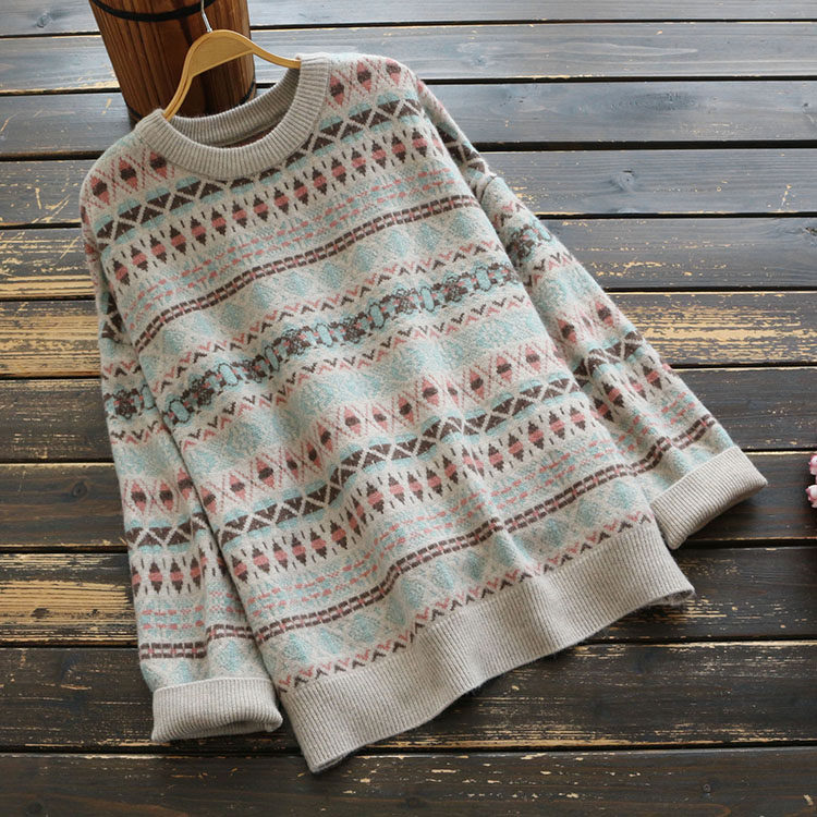 Women's New Loose Retro Ethnic Style Pullover Image 1