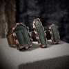 Retro style natural green tourmaline rough stone amorphous open bronze adjustable personalized European and American ring