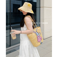 Розовая юбка с кроликом и молнией из пшеничной соломы на одно плечо 𫔀