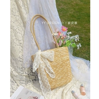 Соломенная молния на одно плечо с кружевным бантом 𫔀