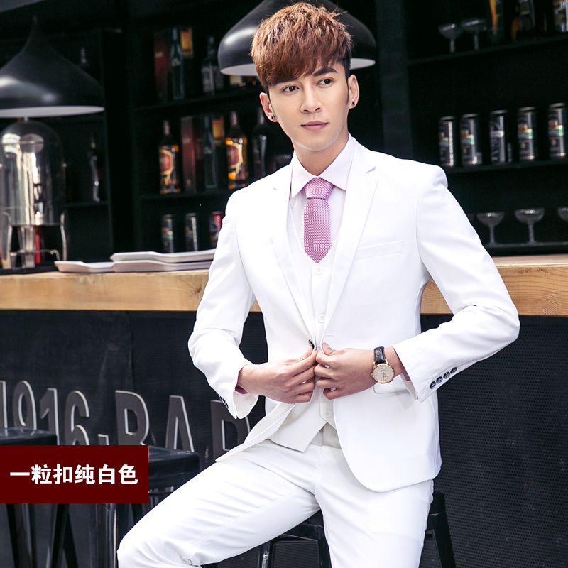 Men's White Suit Suit Suit Tailor Korean Groom Best Man Wedding Dress Studio Photography Costume Autumn