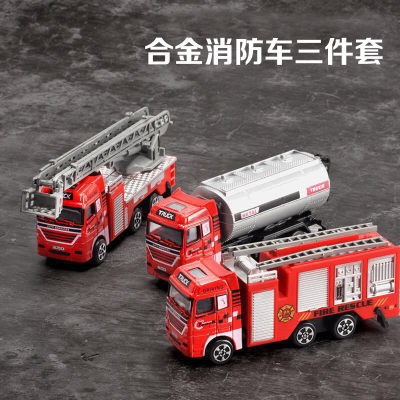 Simulation Alloy Toy Slide Wagon Back Force Fire Truck Engineering Children Toy Car Boy Baby Little Car Model