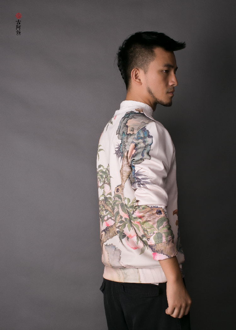 [古 阿 新] Trung Quốc phong cách mùa xuân retro nam áo len áo len dài tay áo đàn hồi lỏng kích thước lớn quần áo của nam giới mua áo hoodie
