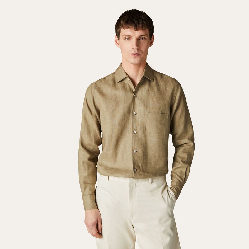 Three Thousand | Luxury Italian Linen Solbiati Linen/One-Piece Collar Tailored Andre Shirt Ag1335 Three Thousand | Luxury Italian Linen Solbiati Linen/One-Piece Collar Tailored Andre Shirt Ag1335