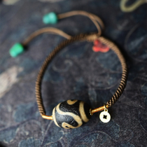 One pound diamond ring handmade Dzi bead bracelet water lotus Dzi beads embellished with 18k gold turquoise comfortable to play with