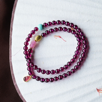 One pound diamond ring natural purple tooth black bracelet bright and transparent beads 18K gold powder tourmaline and turquoise accessories