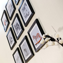 Wide edge Nordic nine-grid photo wall Photo frame combination 9-grid Restaurant study bedroom Sofa background wall Wedding dress