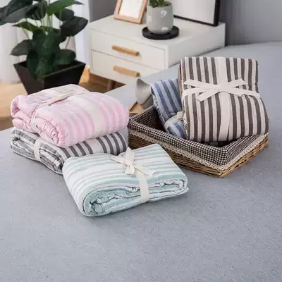 Stripe control~Tianzhu cotton knitted quilt cover double 200*230 increase nude sleeping quilt cover pure cotton yarn-dyed AB version 5 colors