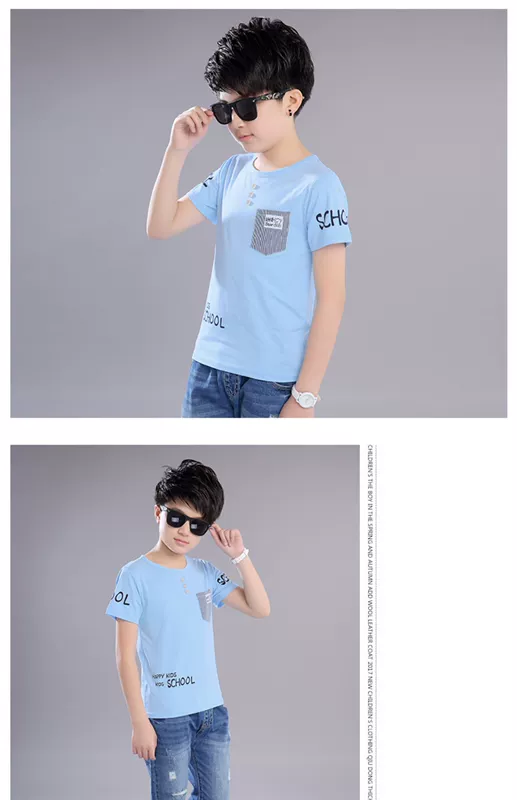 Áo thun bé trai tay ngắn 2019 mới mùa hè trẻ em lớn phiên bản hàn quốc của áo thun cotton triều cường áo thun trẻ em nửa tay 7 - Áo thun