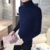 2018 Hàn Quốc Slim Solid màu dài tay áo cao cổ áo len Áo len trắng đáy quần bó sát mùa đông áo khoác nam Hàng dệt kim