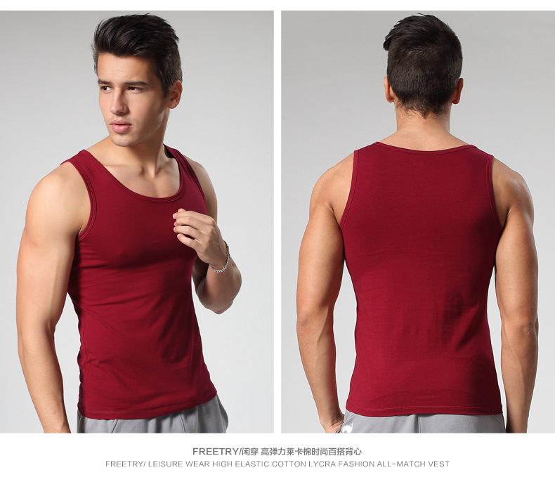 Áo vest nam mùa hè thấm mồ hôi Màu cotton rộng, áo rộng vai, phân bón cộng với áo XL mùa thu và mùa đông áo sơ mi nam áo thun 3 lỗ nam