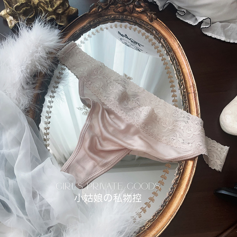 100% Mulberry Silk High-End Light Luxury Simple Basic Silk Lace All-Season Women's Thong T-Pants