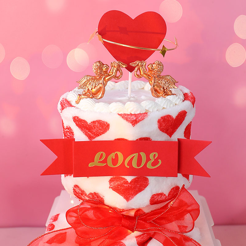 Valentine's Day Xiaoxiang Wind cake decoration Loving Cloth Art Around the Wishing Tree Piling Bracket Wedding Sweet Table Dress 