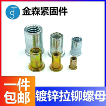 Galvanized colour zinc pull riveting nut flat head stripe pull riveting screw cap small sunk head pull riveting M56M8M10M12