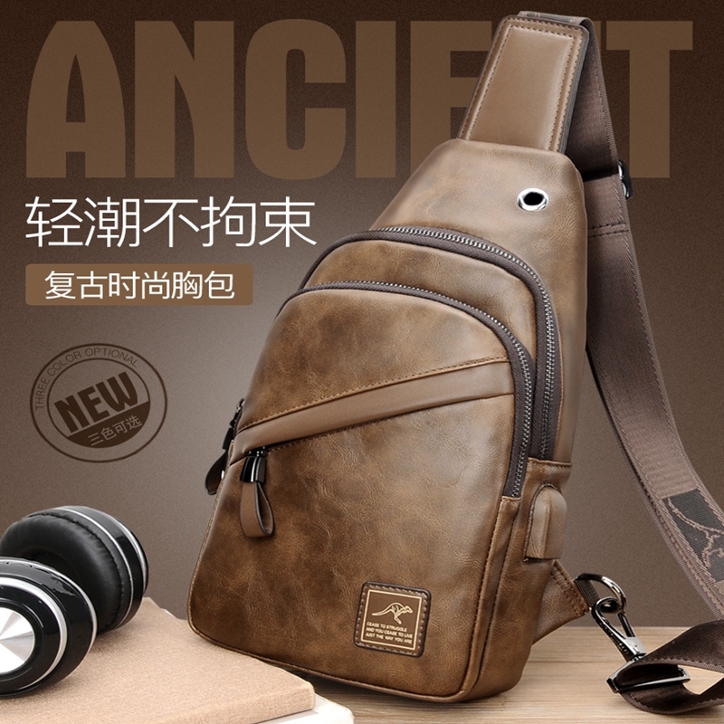 Hong Kong Duty Free New Retro Chest Bag Fashion Casual Shoulder Messenger Bag Large Capacity Sports Men's Waist Bag