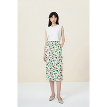 Spot-CCHER Borage printed Cocoon skirt Elastic silk horizontal strip crepe Xixi and women XBFC3253