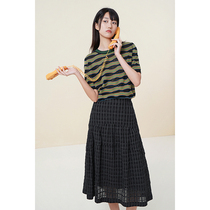 Spot-CCHER crepe sense plaid fluffy A-line skirt light silk cotton Xixi and women XBHC3226