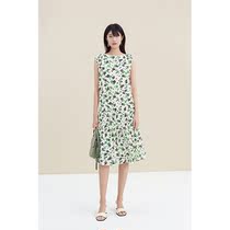 Spot-CCHER Borage Printed Pleated Dress Stretch Silk Sissy and Womens XLFC3249