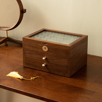 Jewelry box storage box high-end exquisite wooden lockable 2024 new large-capacity gold necklace ring jewelry box