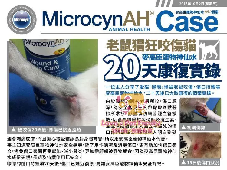 Bảo mật được cấp phép US Microcyn Mai Gaochen pet tiên nước chó chó mèo nấm eczema 500ML - Cat / Dog Medical Supplies