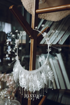 Han Xiao wreath small flower lace small short yarn model photo bride headdress studio shape