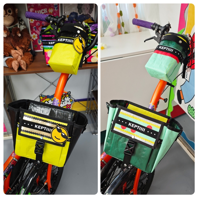 Small Cloth Bag for Bicycle Handlebars, Obsidian Gold, Postal Green, Red, Water Bottle Holder, Bicycle Basket, National Cloth Storage Bag