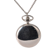 Silver double-sided quartz pocket watch retro simple black inner face mens and womens pocket watch 0