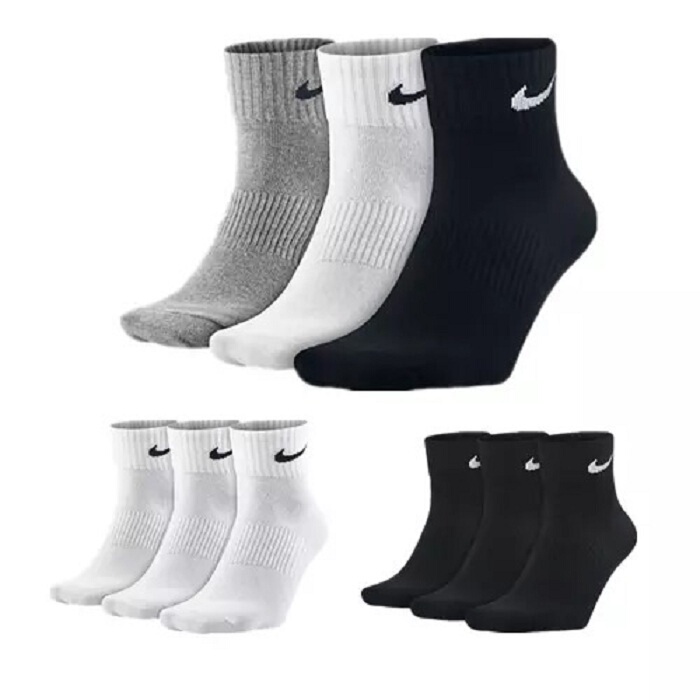 Nike Nike Men's and Women's Cotton Socks, Mid-Calf, Breathable Sports Socks for All Seasons, 3 Pairs Pack Sx4703-Sx7706-101