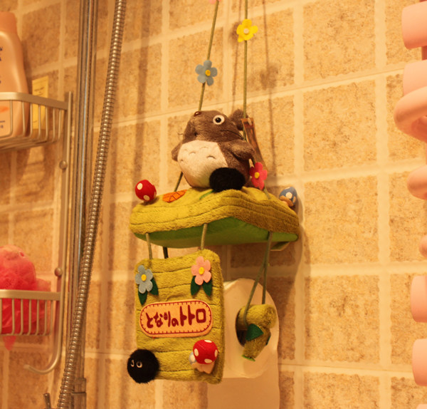 Hayao Miyazaki Creative Cute Totoro Plush Doll Cartoon Fabric Removable Tissue Hanging Roll Toilet Paper Container Tissue Holder