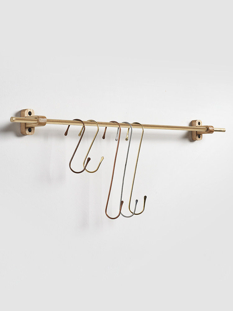 Mushroom space Nordic handmade pure copper flat head kitchen clothing S hook Brass copper S hook S hook S type hook