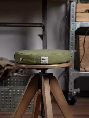 Home retro small stool cushion canvas high rebound sponge round cushion military green khaki fabric outdoor chair cushion