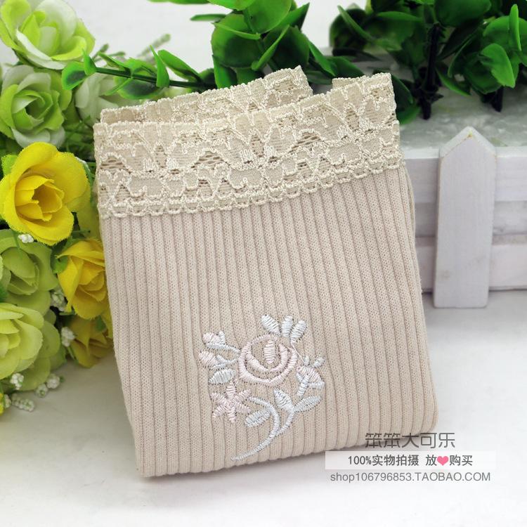 Xuất khẩu sang Nhật Bản 100 bông ren thêu eo cao của phụ nữ cotton quần short nữ tam giác quần lót đồ lót big size