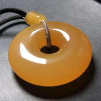 Yunnan natural yellow dragon jade peace buckle pendant for men and women to protect peace jade necklace pendant sweater chain