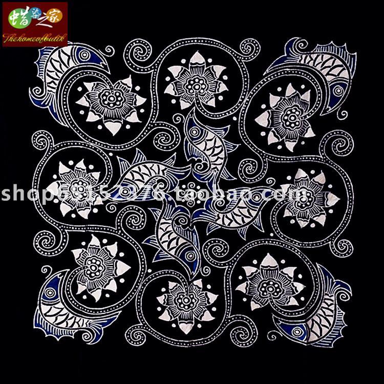 Wax dyeing table cloth Miao batik batik wax dyeing and painting wall-mounted table cloth square table cloth not even with fish 115 * 115CM