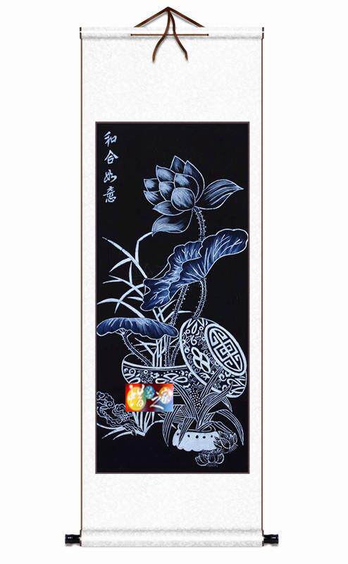 Batik painting decorative wall hanging gifts conference gifts Batik scroll painting and Ruyi 145*45