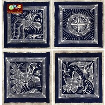 Batik small square scarf Danzhai totem batik decorative wall hanging good gift framed decorative painting 28*29CM