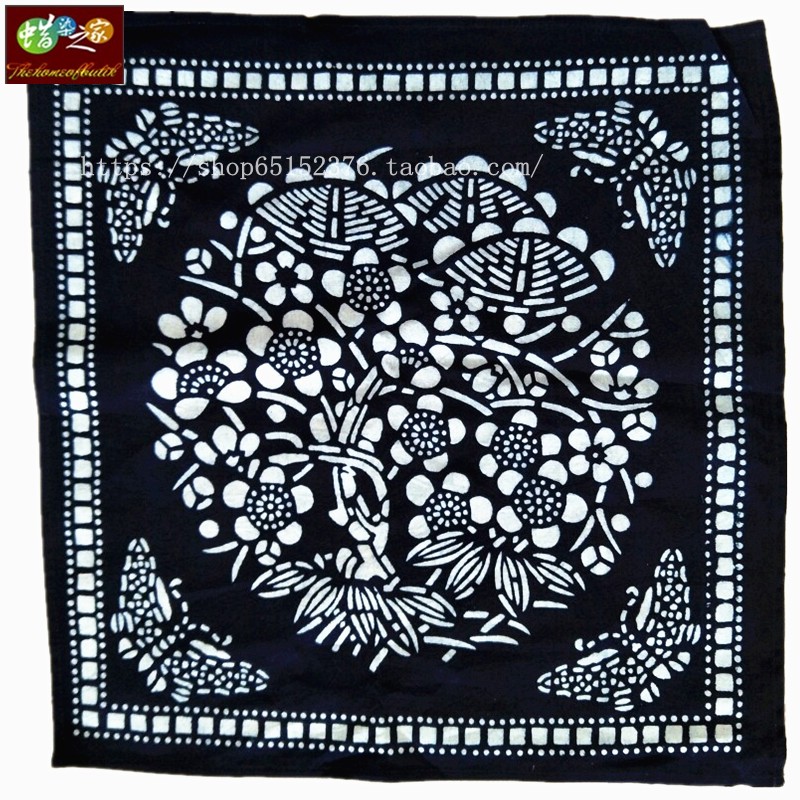 Blue calico small square towel National style characteristic placemat coffee table cloth dust cover towel decorative cloth 43*43CM