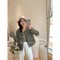 NORA early autumn small fragrant style coat women tide 2021 New retro loose round neck Joker short temperament top