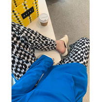 NORA High Waist Plaid Pants Women's 2022 Spring Fashion Loose Skinny Mop Lag Straight Lag Casual Pants