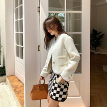 NORA white woolen coat female 2021 Spring and Autumn New loose casual gentle style simple design short top