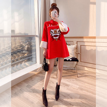 Hanfu womens Tang suit Chinese style New Years wear autumn and winter clothes 2021 New Years New Year thick red cheongsam