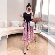 egg skirt-style first love very fairy dresses spring conspicu slim 2022 new womens dress with long pink floristic dress