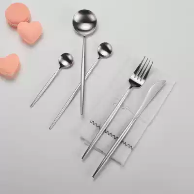 Nordic knife and fork two-piece set 1810 stainless steel steak Western food long handle spoon set set Portugal matte brushed