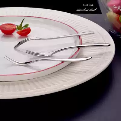 Stainless steel fruit fork, small fork, three-tooth fork, Korean cake knife and fork, export German Western tableware ideas