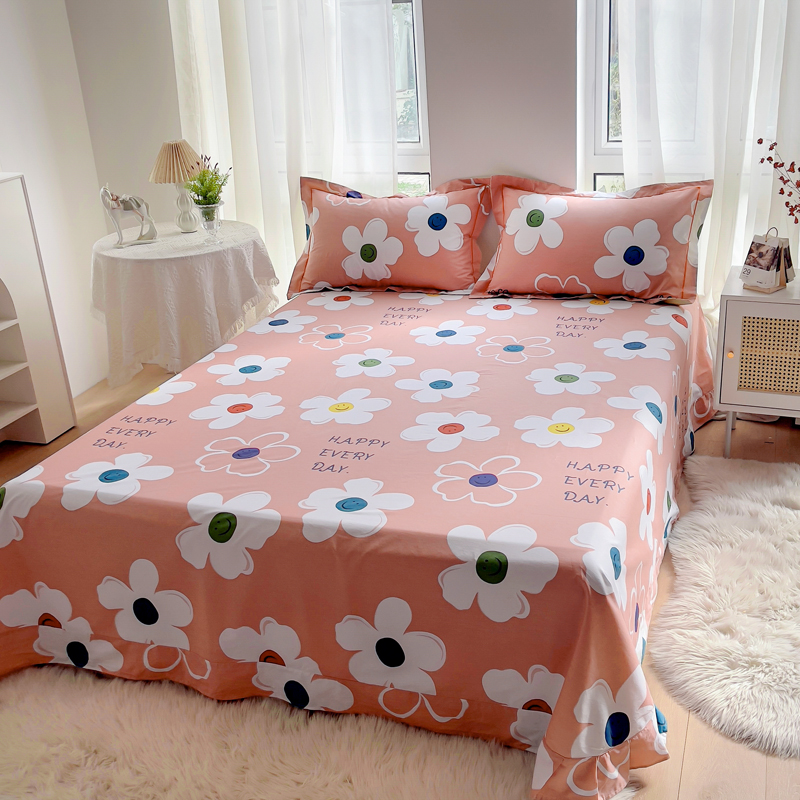 Cute Cartoon Student Dormitory Pure Cotton Linen Bed Gasawara Single Double Bed can customize arbitrary size to enlarge bed cover-Taobao